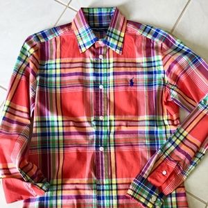 Ralph Lauren Sport Blouse, sz 8, but up, red plaid